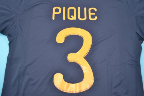 Retro Jersey Spain 2010 PIQUE 3 Away Dark Blue Soccer Jersey Vintage Football Shirt