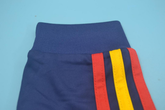with Front Lettering+World Cup Patch Long Sleeve Retro Jersey 2010 Spain Away Blue Soccer Jersey