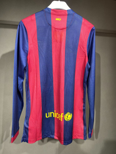 Long Sleeve Retro Jersey Player Version 2014-2015 Barcelona Home Soccer Jersey Vintage Football Shirt