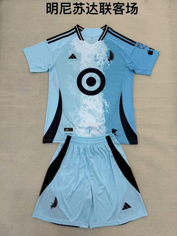 Adult Uniform 2025-2026 Minnesota United Away Blue Soccer Jersey Shorts Men's Football Kit