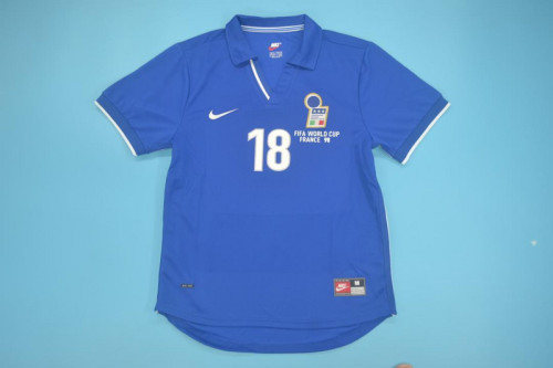 with Front Lettering Retro Jersey 1998 Italy Home Blue Soccer Jersey Vintage Football Shirt
