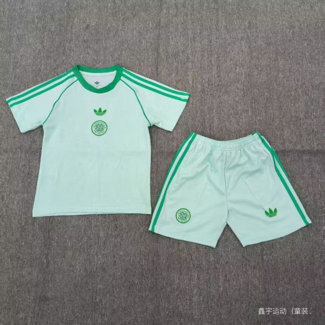 Youth Uniform Kids Kit Celtic 2025-2026 Green Origin Model Soccer Jersey Shorts Child Football Set