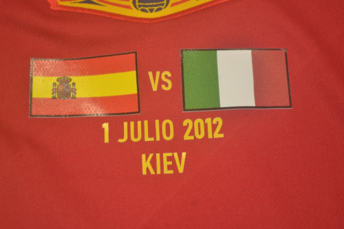 with Front Lettering+Euro Patch Retro Jersey 2012 Spain Home Soccer Jersey Vintage Camiseta de España Football Shirt
