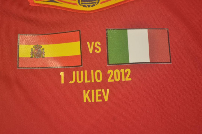 with Front Lettering+Euro Patch Retro Jersey 2012 Spain Home Soccer Jersey Vintage Camiseta de España Football Shirt
