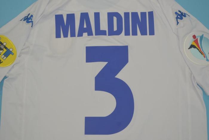 with Patch Retro Jersey Italy 2000 MALDINI 3 Away White Soccer Jersey Vintage Football Shirt