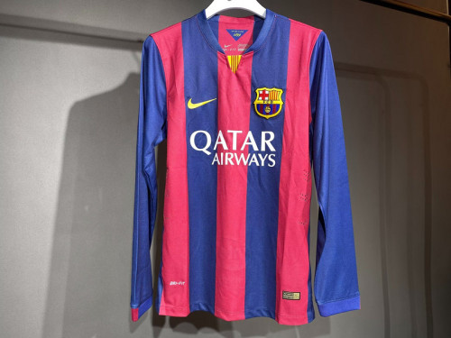 Long Sleeve Retro Jersey Player Version 2014-2015 Barcelona Home Soccer Jersey Vintage Football Shirt