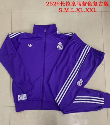 Retro Model 2025-2026 Real Madrid Purple Soccer Training Jacket Football Jacket and Pants