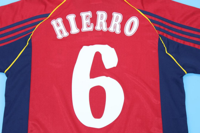 with Front Lettering Retro Jersey 1998 Spain HIERRO 6 Home Soccer Jersey Camiseta de España