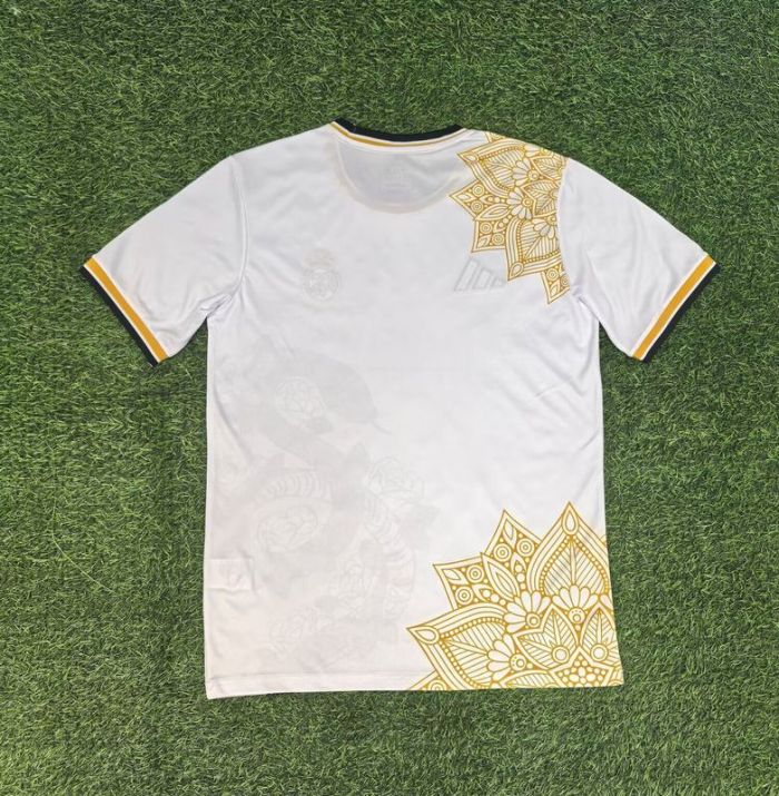Fans Version 2025-2026 Real Madrid White/Black Dragon Soccer Training Jersey Real Football Shirt