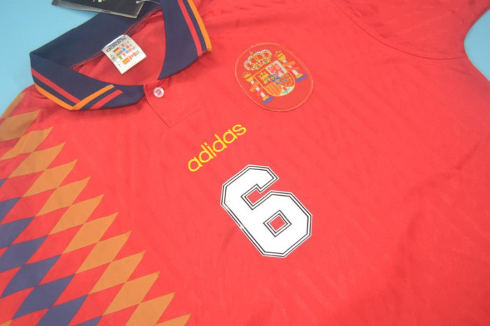 Retro Jersey 1994 Spain HIERRO 6 Home Soccer Jersey Vintage Football Shirt