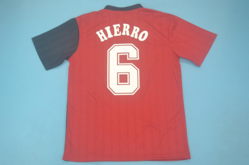 Retro Jersey 1996 Spain HIERRO 6 Home Soccer Jersey Red Vintage Camiseta de España Football Shirt