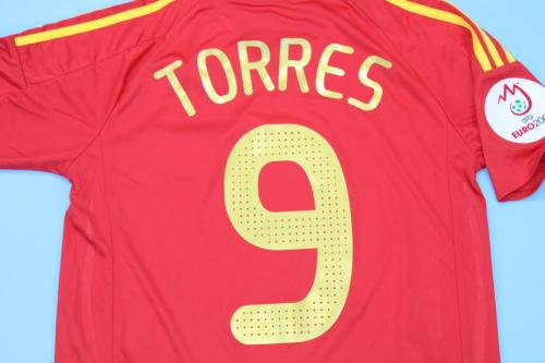 with Euro Patch Retro Jersey 2008 Spain TORRES 9 Home Soccer Jersey Camiseta de España Football Shirt