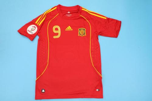 with Euro Patch Retro Jersey 2008 Spain Home Soccer Jersey Camiseta de España Football Shirt