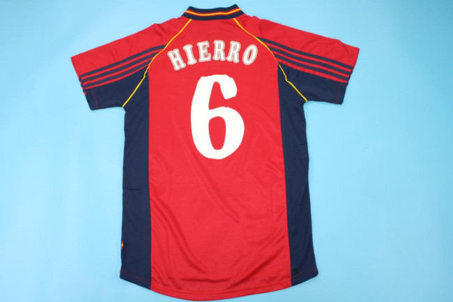 with Front Lettering Retro Jersey 1998 Spain HIERRO 6 Home Soccer Jersey Camiseta de España