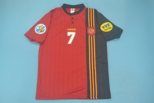 with Patch Retro Jersey 1996 Spain Home Soccer Jersey Vintage Camiseta de España Football Shirt