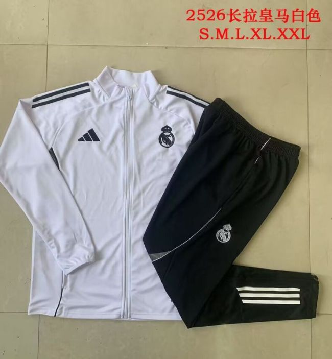 2025-2026 Real Madrid White Soccer Training Jacket Football Jacket and Pants