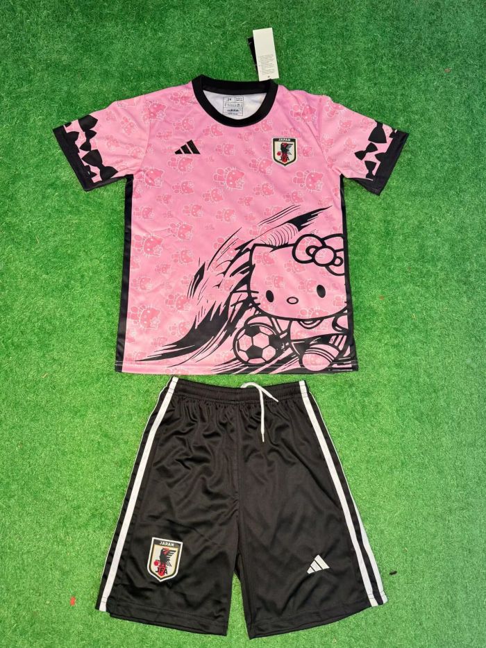 Youth Uniform Kids Kit 2025 Japan Pink COMIC Soccer Jersey Shorts Child Football Set