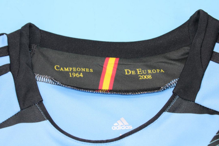 with Front Lettering+Euro Patch Retro Jersey Spain Euro 2012 Away Blue Soccer Jersey Vintage Camiseta de España Football Shirt