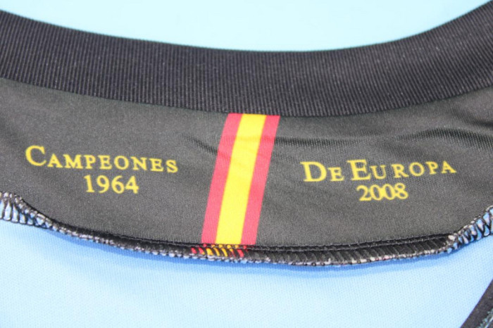with Front Lettering+Euro Patch Retro Jersey Spain Euro 2012 Away Blue Soccer Jersey Vintage Camiseta de España Football Shirt