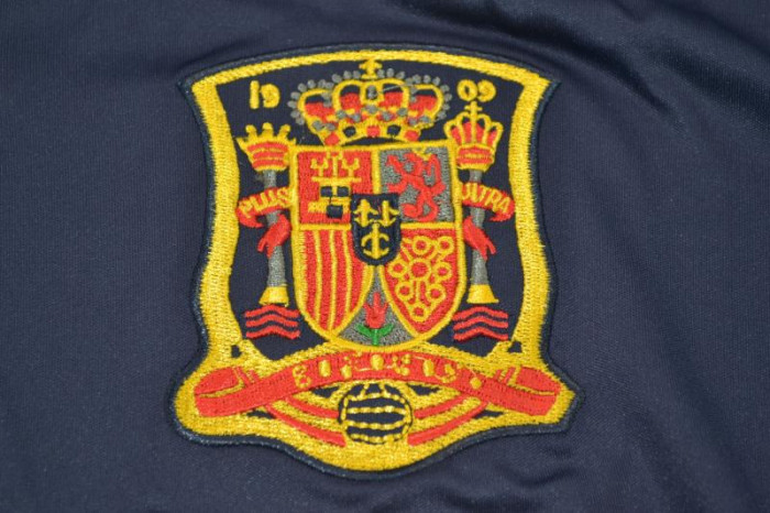 with Front Lettering+World Cup Patch Retro Jersey Spain 2010 Away Dark Blue Soccer Jersey