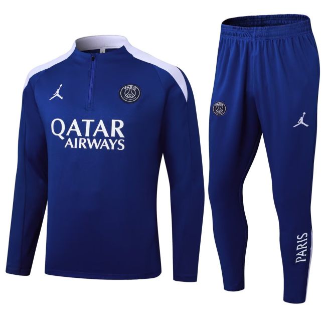 2025-2026 PSG Blue/White Soccer Training Sweater and Pants Football Kit
