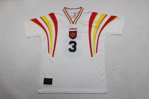 Retro Jersey 1996 Spain BELSUE 3 Away White Soccer Jersey Vintage Camiseta de España Football Shirt