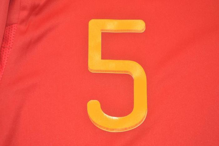 with World Cup Patch Retro Jersey Spain 2010 PUYOL 5 Home Soccer Jersey Vintage Football Shirt