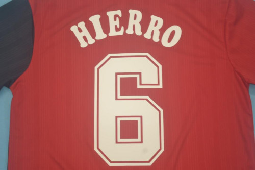 Retro Jersey 1996 Spain HIERRO 6 Home Soccer Jersey Red Vintage Camiseta de España Football Shirt