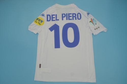 with Patch Retro Jersey Italy 2000 DEL PIERO 10 Away White Soccer Jersey Vintage Football Shirt