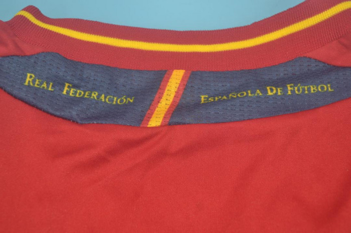 with Euro Patch Retro Jersey 2012 Spain Home Soccer Jersey Vintage Camiseta de España Football Shirt