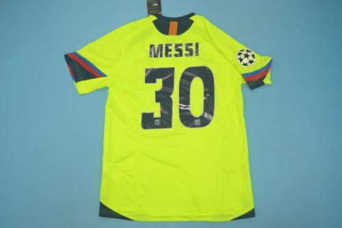 with UCL Patch Retro Jersey 2005-2006 Barcelona MESSI 30 Away Green Soccer Jersey Vintage Football Shirt