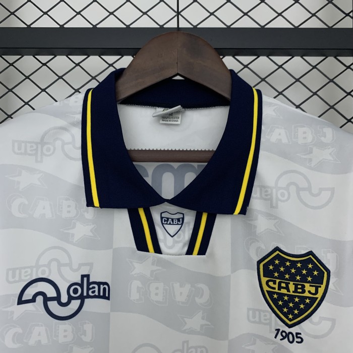 Retro Jersey 1995-1996 Boca Juniors Away White Soccer Jersey Vintage Football Shirt