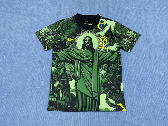 Fan Version 2025 Brazil Green Jesus Edition Soccer Jersey Brasil Camisetas de Futbol