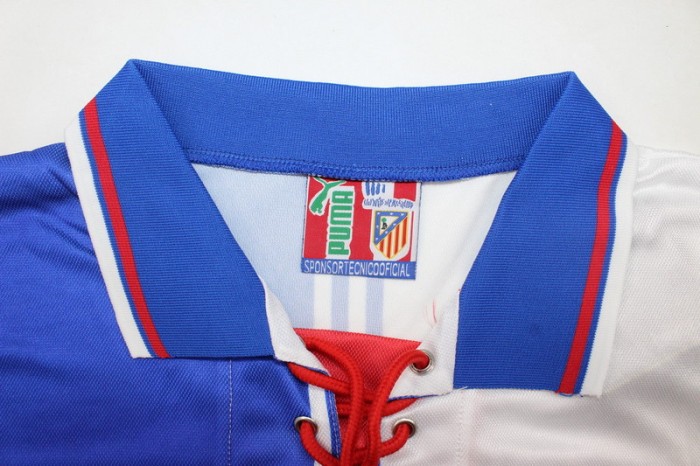 with LFP Patch Retro Jersey 1996-1997 Atletico Madrid CAMINERO 21 Third Away Blue/White Soccer Jersey Vintage Football Shirt