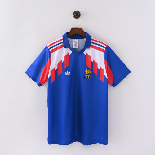 Retro Jersey 1990-1991 France Home Soccer Jersey Vintage Football Shirt