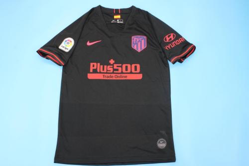 with LFP Patch Retro Jersey 2019-2020 Atletico Madrid Away Black Soccer Jersey Vintage Football Shirt