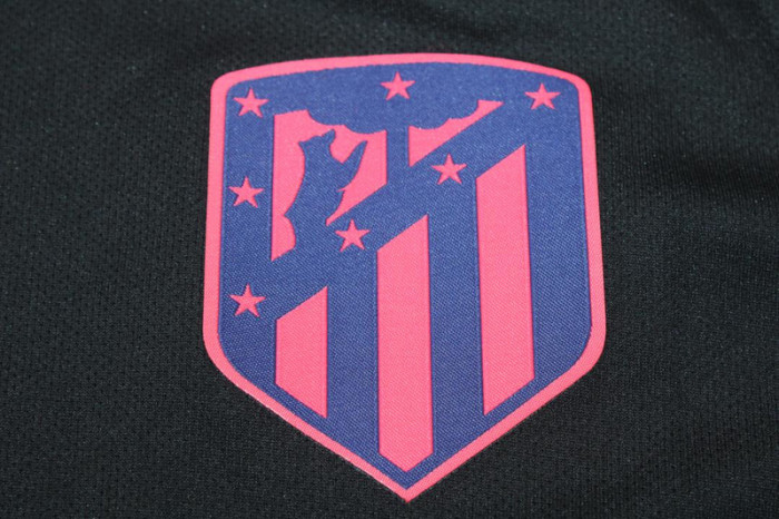 with LFP Patch Retro Jersey 2019-2020 Atletico Madrid Away Black Soccer Jersey Vintage Football Shirt