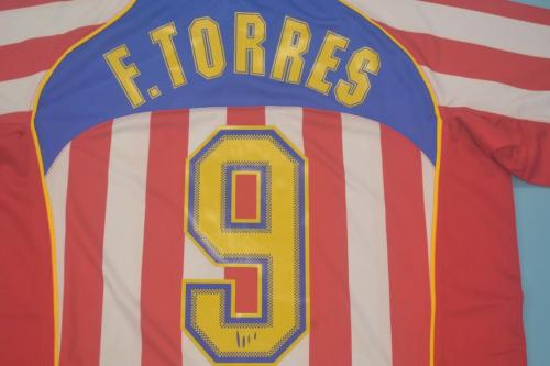 Retro Jersey 2004-2005 Atletico Madrid F.TORRES 9 Home Red/White Soccer Jersey
