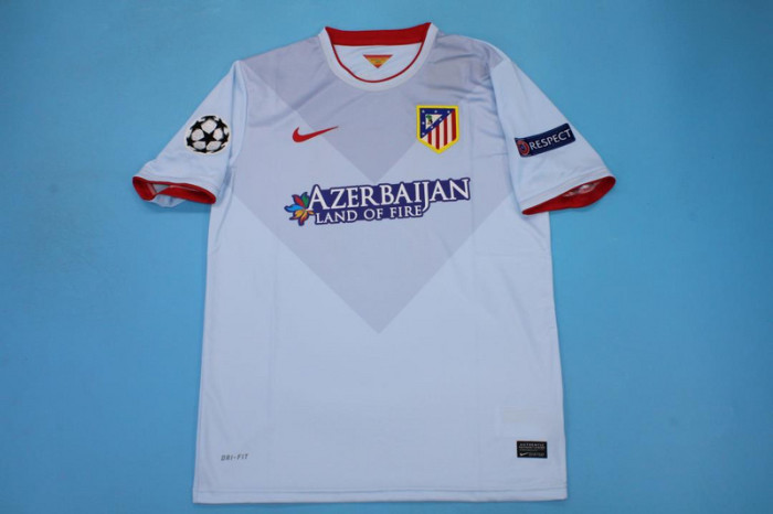 with LFP Patch Retro Jersey 2014-2015 Atletico Madrid SAUL 17 Away Grey Soccer Jersey Vintage Football Shirt