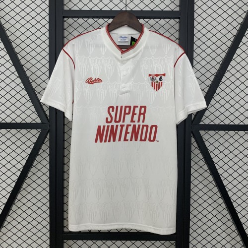 Retro Jersey 1991-1992 Sevilla Home Soccer Jersey Vintage Football Shirt