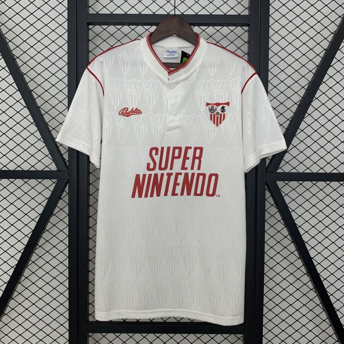 Retro Jersey 1991-1992 Sevilla Home Soccer Jersey Vintage Football Shirt