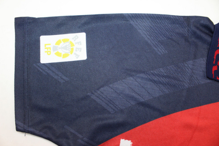 with LFP Patch Retro Jersey 1996-1997 Atletico Madrid SIMEONE 14 Away Dark Blue/Red Soccer Jersey Vintage Football Shirt