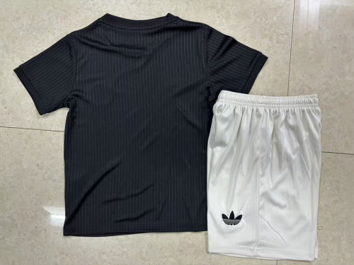 Youth Uniform Kids Kit 2025 Germany 125th Anniversary Soccer Jersey Shorts Black Child Football Set
