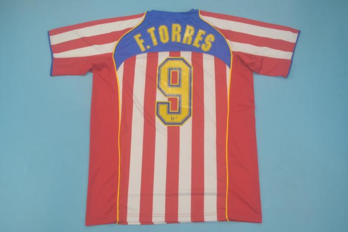 Retro Jersey 2004-2005 Atletico Madrid F.TORRES 9 Home Red/White Soccer Jersey
