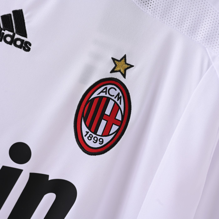 Retro Jersey 2007-2008 AC Milan Away White Soccer Jersey Vintage Football Shirt