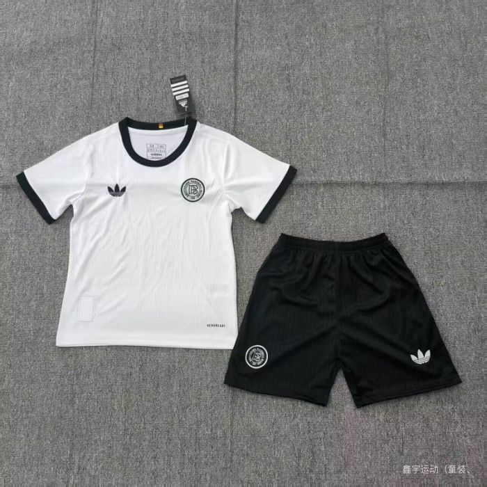 Youth Uniform Kids Kit 2025 Germany 125th Anniversary Soccer Jersey Shorts White Child Football Set