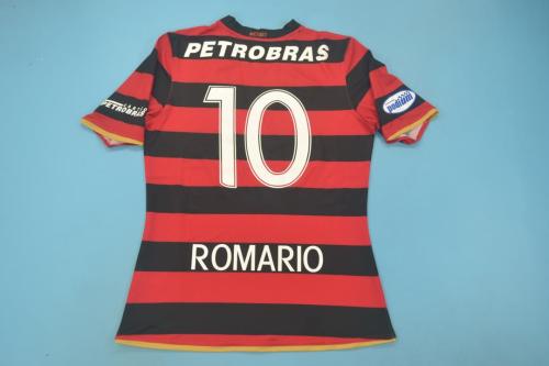 with Sponor Logo+Sleeve Patch Retro Jersey 2008 Flamengo ROMARIO 10 Home Soccer Jersey Vintage Football Shirt