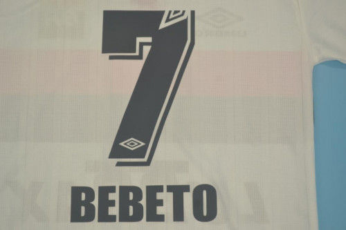 Retro Jersey 1995-1996 Flamengo BEBETO 7 Away White Soccer Jersey Vintage Football Shirt