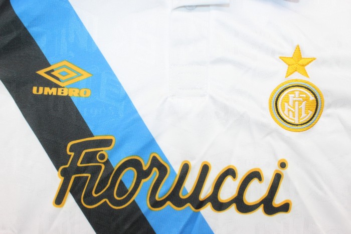 Retro Jersey 1994-1995 Inter Milan BERGKAMP 10 Away White Soccer Jersey Vintage Football Shirt