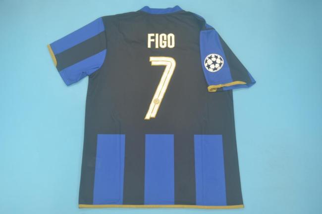 with Scudetto+UCL Patch Retro Jersey 2008-2009 Inter Milan FIGO 7 UCL Version Home Soccer Jersey Vintage Football Shirt